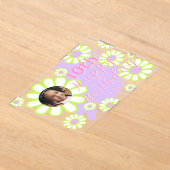 デイジーシンプルフォトパープル アクリル招待状 (レイダウン)