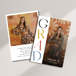 デイジーシンプルレトロ高校卒業写真 招待状