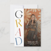 デイジーシンプルレトロ高校卒業写真 招待状 (正面)