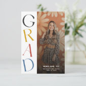 デイジーシンプルレトロ高校卒業写真 招待状 (スタンド正面)