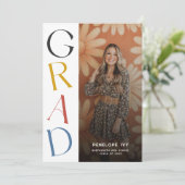 デイジーシンプルレトロ高校卒業写真 招待状 (スタンド正面)