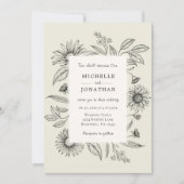 デイジーシンプルヴィンテージフローラクリスチャン結婚ズ 招待状 (正面)