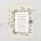 デイジーシンプルヴィンテージフローラクリスチャン結婚ズ 招待状 (正面/裏面)