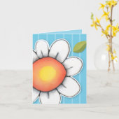 デイジージョイストライプブルーのノートカード カード (黄色い花)