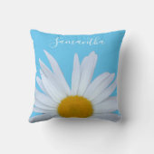 デイジースカイブルーエレガントホワイトスクリプト クッション (裏面)