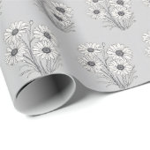 デイジースケッチ（灰色） ラッピングペーパー (ロールコーナー)