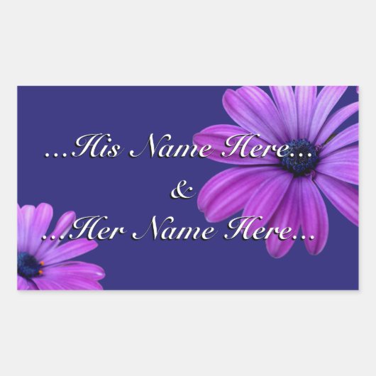 デイジーステッカーパーソナライズされたブルーデイジー 長方形シール (正面)