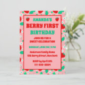 デイジーストロベリーベリーファースト誕生日パーティー 招待状 (スタンド正面)