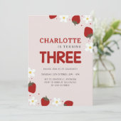 デイジーストロベリーライトグレイ第3夏誕生日 招待状 (スタンド正面)