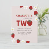 デイジーストロベリーライトグレー2nd夏誕生日 招待状 (スタンド正面)