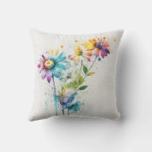 デイジースパッタ、鮮やかな色彩 クッション (裏面)