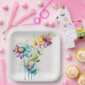 デイジースパッタ、鮮やかな色彩 ペーパープレート (パーティー)