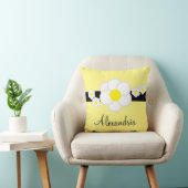 デイジーソフト黄色と黒の名ストライプスクリプト クッション (椅子)