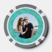 デイジーターコイズ日付とフォトカードの保存 ポーカーチップ (裏面)