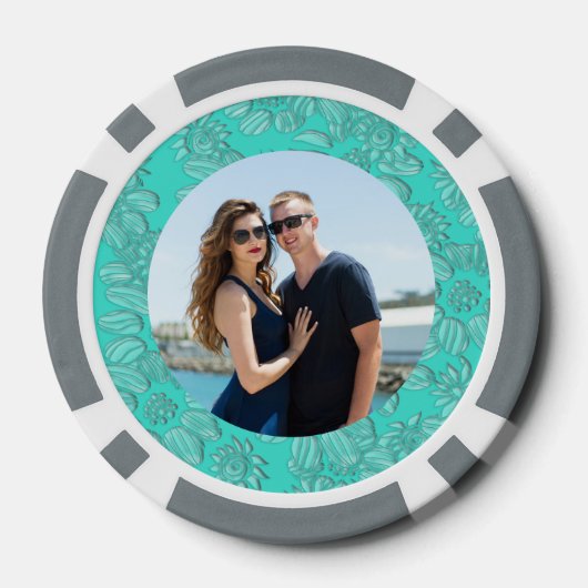 デイジーターコイズ日付とフォトカードの保存 ポーカーチップ (裏面)