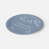 デイジーダスティブルーホワイトバタフライブライダルシャワー ペーパープレート (アングル)