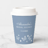 デイジーダスティブルーホワイトバターフィーブライダルシャワー 紙コップ (裏面)