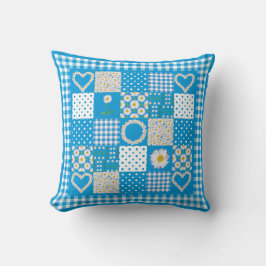 デイジーチフェイクェンパッチワーク、チェックGingham クッション