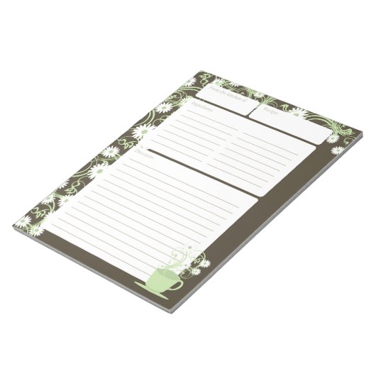 デイジーティーパーティーグリーンフローラレシピページ ノートパッド (アングル)