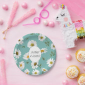 デイジーティール(緑がかった色)フローラパターカラフルンイースター春 ペーパープレート (パーティー)