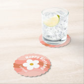 デイジーテラコッタピーチレトロパーティーカップケーキ ペーパーコースター (インサイチュ)