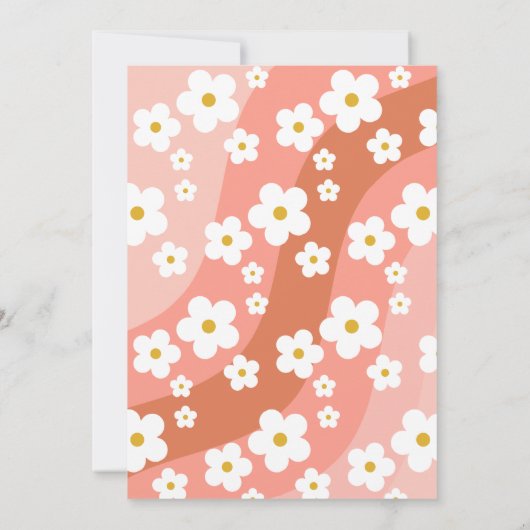 デイジーテラコッタピーチレトロ誕生日招待状 招待状 (裏面)