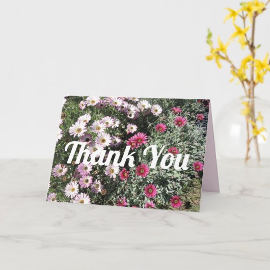 デイジーデイジーピンク赤い花フローラありがとう カード (黄色い花)