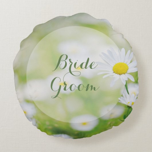 デイジーデイジーフラワーフローラサマーフォーエバー ラウンドクッション (裏面)