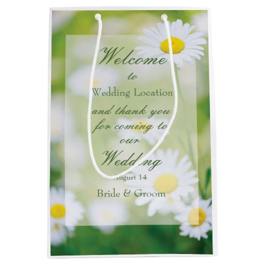 デイジーデイジーフラワーフローラサマー結婚ズ ミディアムペーパーバッグ (正面)