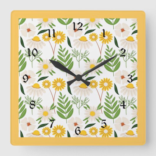 デイジーデイジー、パタ人気があるーン スクエア壁時計 (正面)