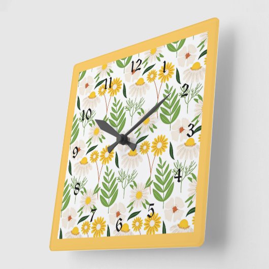 デイジーデイジー、パタ人気があるーン スクエア壁時計 (傾斜)