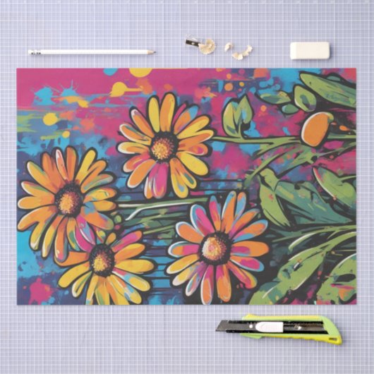 デイジーデライトポップ・アートのアートフラップズデクページ紙 薄葉紙 (クラフト)