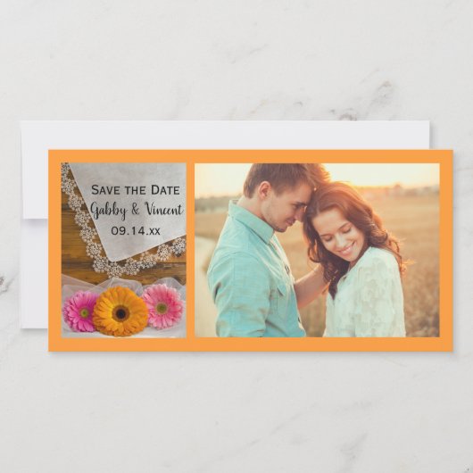 デイジートリオとレースの国の結婚式の日付を保存 セーブザデート (正面)