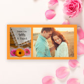 デイジートリオとレース結婚の感謝フォトカード サンキューカード