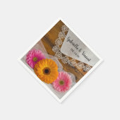 デイジートリオとヴィンテージレースカントリーウェディング スタンダードカクテルナプキン (角)