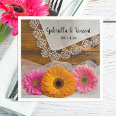 デイジートリオとヴィンテージレースカントリーウェディング スタンダードカクテルナプキン