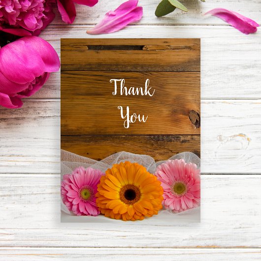 デイジートリオカントリー結婚式ありがとう ポストカード