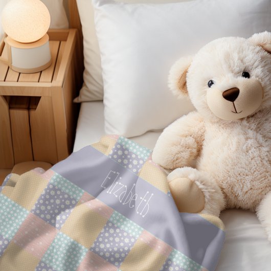 デイジードリームパステルパッチワーク シェルパブランケット