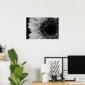 デイジードロップレット(白黒) ポスター (ホームオフィス)