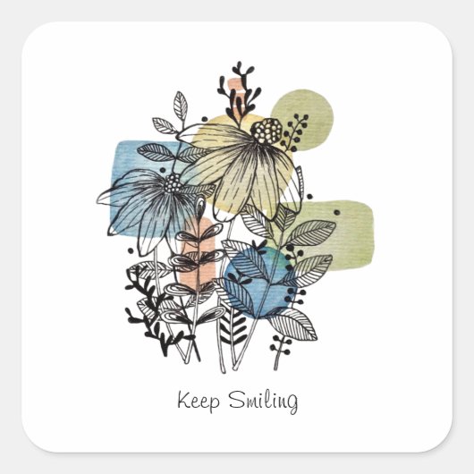 デイジードードルのインクと水色 スクエアシール (正面)