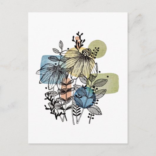 デイジードードルのインクと水色 ポストカード (正面)