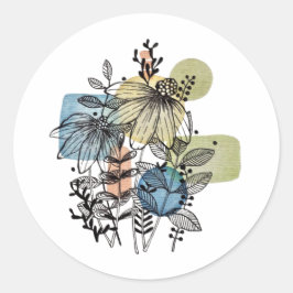 デイジードードルのインクと水色 ラウンドシール