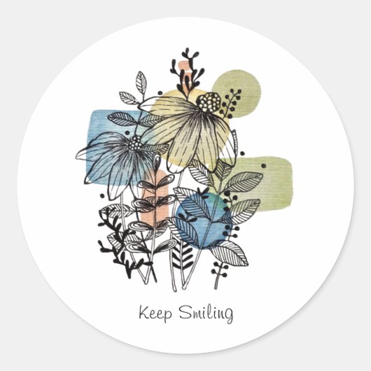 デイジードードルのインクと水色 ラウンドシール (正面)