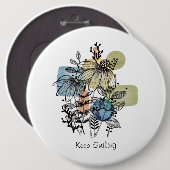 デイジードードルのインクと水色 缶バッジ (正面&裏面)