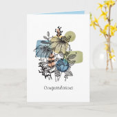 デイジードードル入りインク及び水色カード カード (黄色い花)