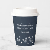 デイジーネイビーブルーホワイトバターフィーブライダルシャワー 紙コップ (裏面)