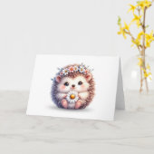 デイジーハグ – Hedgehog Greeting Card (空白のInside) カード (黄色い花)