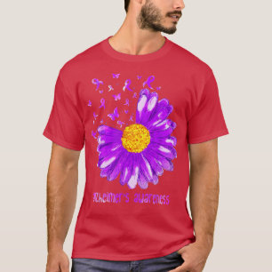デイジーバタフライパープルリボンアルツハイマー認識度 Tシャツ