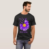 デイジーバタフライパープルリボンオーバードーズ認識度 Tシャツ (正面フル)