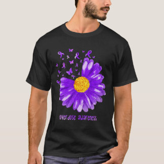 デイジーバタフライパープルリボンオーバードーズ認識度 Tシャツ